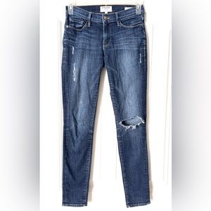 Frame Le Skinny de Jeanne Jeans blue distressed denim, Size 27